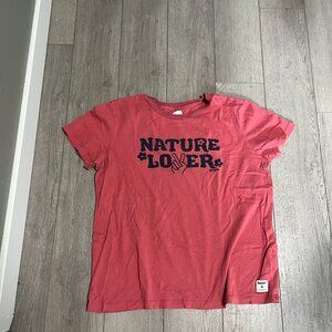 Roots Canada Nature Lover T-Shirt Coral Pink Red Size Large Casual Cotton Womens